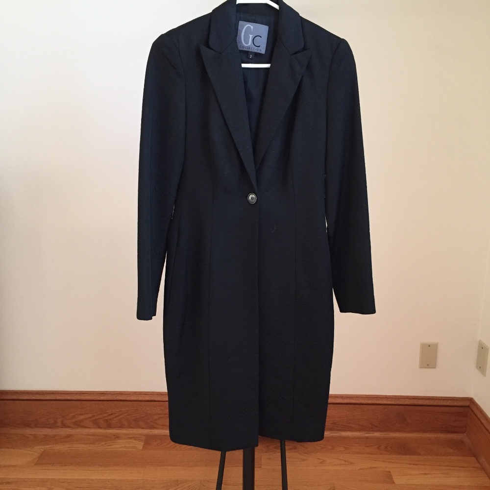 NEW Black Brocade Dress Coat, size 2!